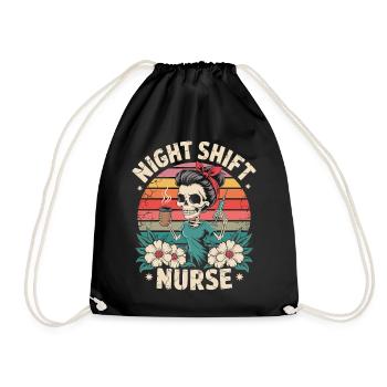 Night Shift Nurse Retro - Drawstring Bag - black - Front