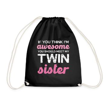 Sœur jumelle qui dit T-shirt - Sac de sport léger - noir - Devant