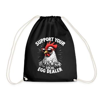 Support your local egg vendor - Drawstring Bag - black - Front