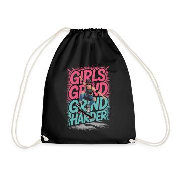 Girls Skate Grind Harder Spruch Design - Turnbeutel - Schwarz - Vorne