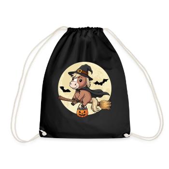Mignonne Sorcière Cheval Poney d’Halloween - Sac de sport léger - noir - Devant