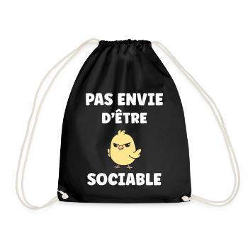 I don't want to be sociable. - Drawstring Bag - black - Front