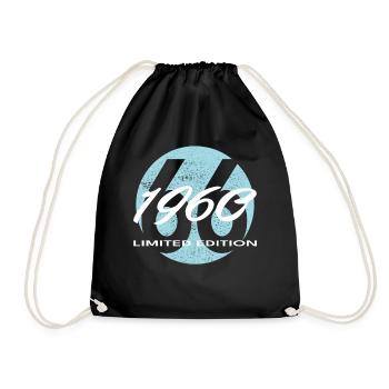 66th Birthday 1960 Gift for Men and Women - Drawstring Bag - black - Front