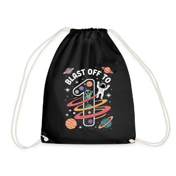 Departure into space 1st birthday children's birthday party - Drawstring Bag - black - Front