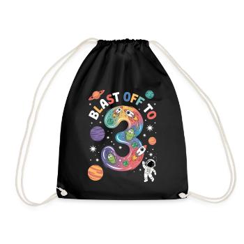 Departure into space 3rd birthday children's birthday party - Drawstring Bag - black - Front