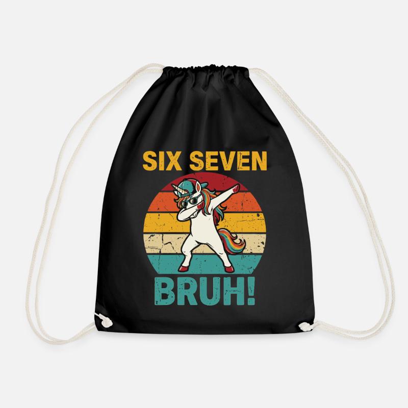 Six Seven Bruh! – Cooles Dabbing Einhorn Meme  - Turnbeutel - Schwarz