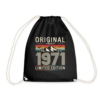 55e anniversaire Original janvier Né en 1971 - Sac de sport léger - noir - Devant