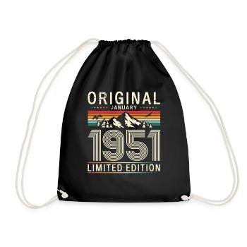 75e anniversaire Original janvier Né en 1951 - Sac de sport léger - noir - Devant