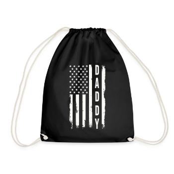 Daddy US Flag Patriotic Father America - Drawstring Bag - black - Front
