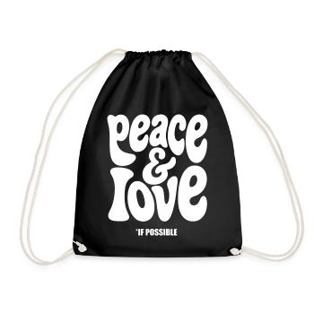 PEACE LOVE #2 - let's talk - Drawstring Bag - black - Front