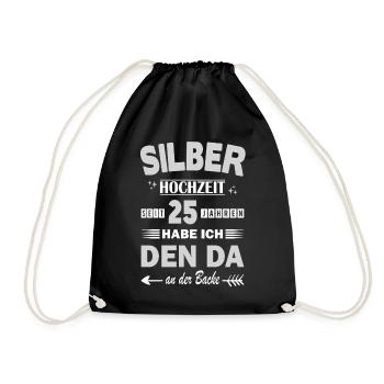 Silver Wedding 25th Wedding Anniversary Husband - Drawstring Bag - black - Front