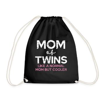 Mom of Twins – Cooler Spruch - Turnbeutel - Schwarz - Vorne