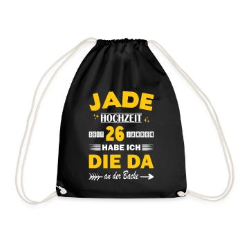 Jade Wedding 26th Wedding Anniversary Husband - Drawstring Bag - black - Front