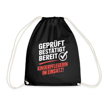 Tested confirmed ready to be a nanny in the - Drawstring Bag - black - Front