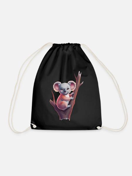 Süßer Koala Auf Baumstamm Für Kinder Und - Turnbeutel - Schwarz