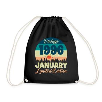Birthday January 1996 Gift Vintage Limited - Drawstring Bag - black - Front