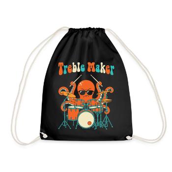 Treble Maker Drummer Musician Pun Drum - Drawstring Bag - black - Front