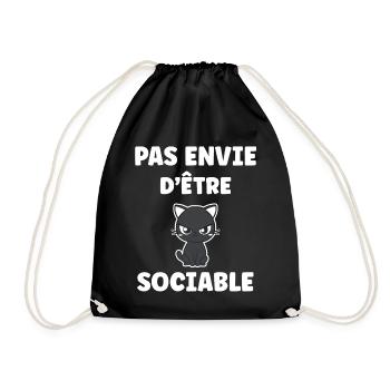 Pas envie d'être sociable - Chat grognon - Drawstring Bag - black - Front