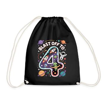 Départ dans l’espace, fête d’anniversaire des enfants pour 4 ans - Sac de sport léger - noir - Devant