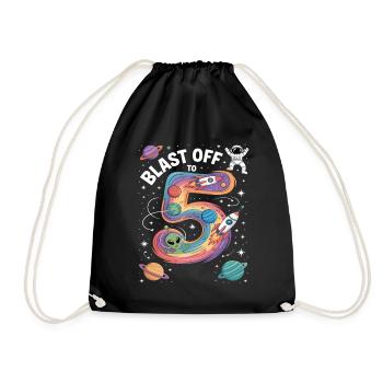 Départ dans l’espace, fête d’anniversaire des enfants pour 5 ans - Sac de sport léger - noir - Devant