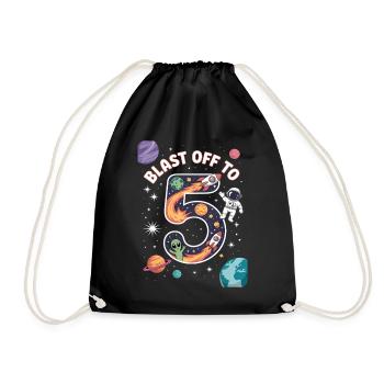 Départ dans l’espace, fête d’anniversaire des enfants pour 5 ans - Sac de sport léger - noir - Devant