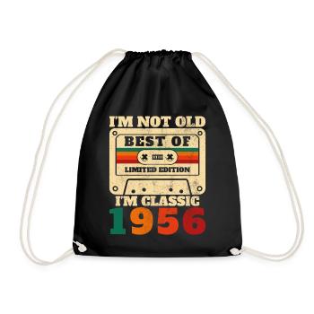 1956 Vintage Retro Birthday Gift - Drawstring Bag - black - Front