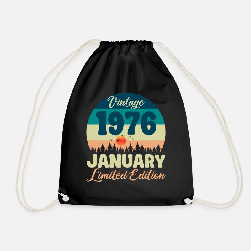 Birthday January 1976 Gift Vintage Limited - Drawstring Bag - black