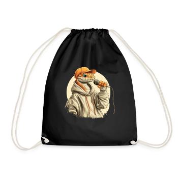 Rapping snake in hoodie - Drawstring Bag - black - Front