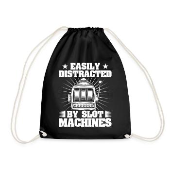 Casino Gambler Easily Distracted By Gambling - Drawstring Bag - black - Front