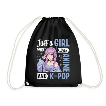 Just A Girl Who Loves Anime And K-Pop - Drawstring Bag - black - Front