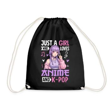 Just A Girl Who Loves Anime And K-Pop - Turnbeutel - Schwarz - Vorne