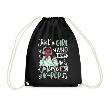 Just A Girl Who Loves Anime And K-Pop - Drawstring Bag - black - Front