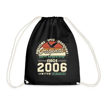 2006 Vintage Birthday Retro Vintage Gift - Drawstring Bag - black - Front