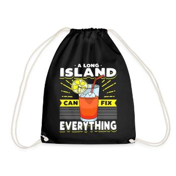 Long Island Can Fix Everything Cocktail Art Tea - Drawstring Bag - black - Front