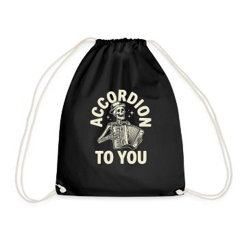 unny Accordion To You Pun Skeleton Playing - Drawstring Bag - black - Front