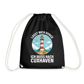 Nordsee Urlaub ICH MUSS NACH CUXHAVEN Lustiges - Turnbeutel - Schwarz - Vorne