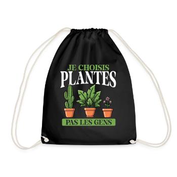 Je Choisis Plantes Pas Humains Lustiger - Sac de sport léger - noir - Devant