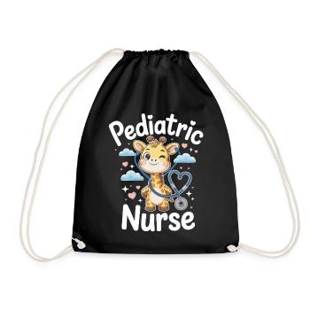 Pediatric giraffe with stethoscope - Drawstring Bag - black - Front