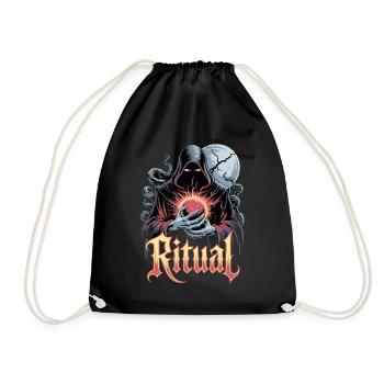 Ritual Dark Magician Occult Symbol Full Moon - Drawstring Bag - black - Front
