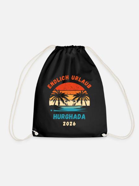 Endlich Urlaub Hurghada 2026 Ägypten - Turnbeutel - Schwarz