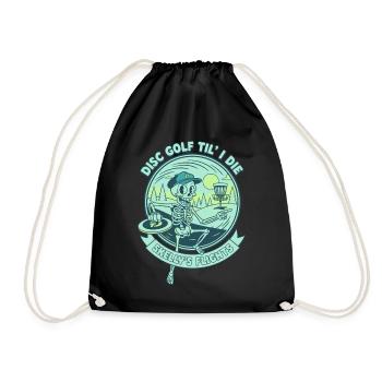 Disc Golf Til I Die Skellys Flights Funny Disc - Turnbeutel - Schwarz - Vorne