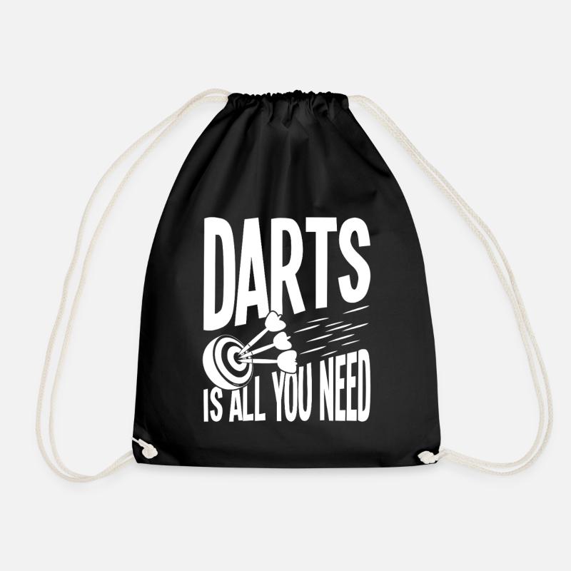Darts Is All You Need, Funny Dart Spruch - Turnbeutel - Schwarz