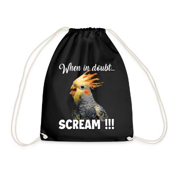 Creative Gifts Cockatoo Holder and Cockatiel - Drawstring Bag - black - Front