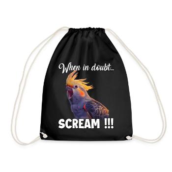Cockatiel Meme T, funny screaming nymph - Drawstring Bag - black - Front