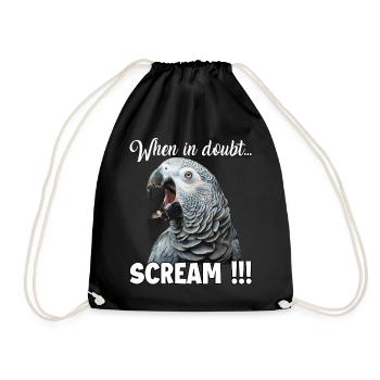 Screaming African grey parrot T, funny parrot - Drawstring Bag - black - Front