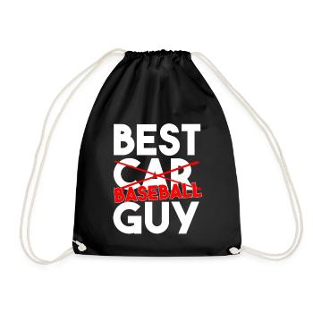 Best Baseball Guy Funny Sports Typography Art - Drawstring Bag - black - Front