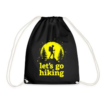 Let's go hiking mountaineer hiker silhouette - Drawstring Bag - black - Front