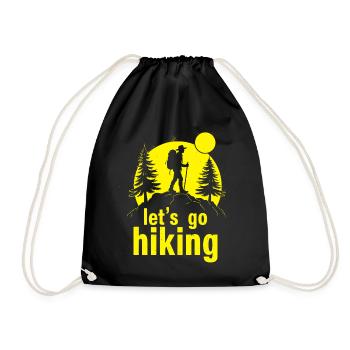 Let's go hiking mountaineer hiker silhouette - Drawstring Bag - black - Front