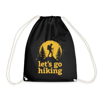 Let's go hiking mountaineer hiker silhouette - Drawstring Bag - black - Front