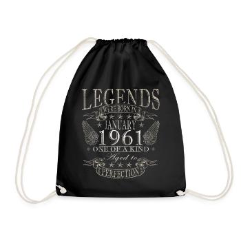 65e anniversaire Millésime janvier 1961 - Sac de sport léger - noir - Devant